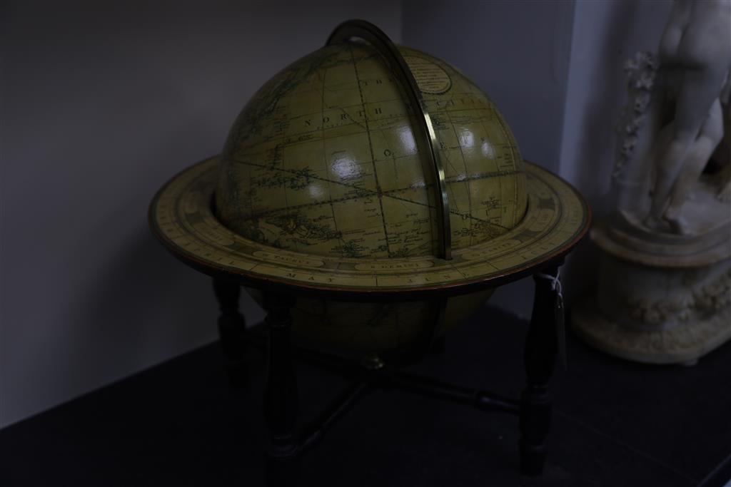 A Carys New Terrestrial globe, globe Diam. 11in., overall H.17in. overall Diam.15in.